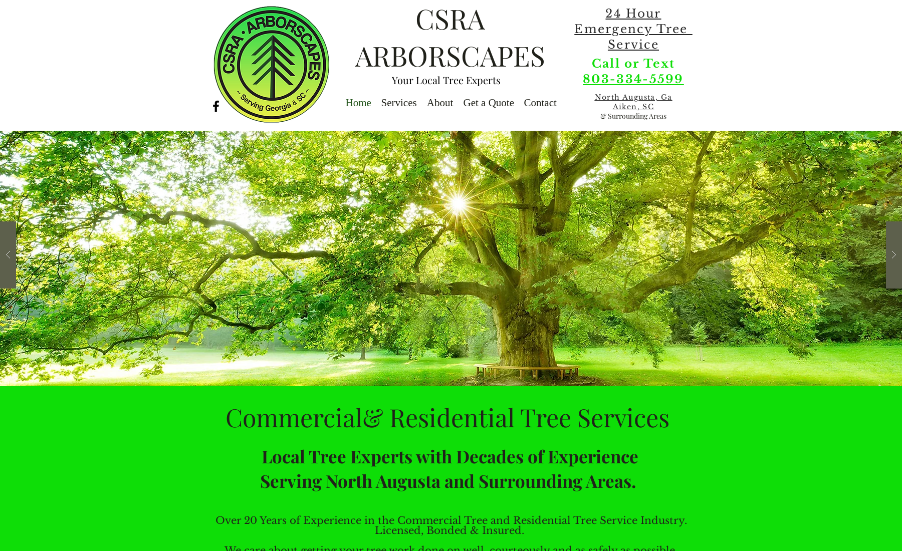CSRA Arborscapes: A beautiful site built for a Tree Company located in North Augusta. Clean, simple and to the point.